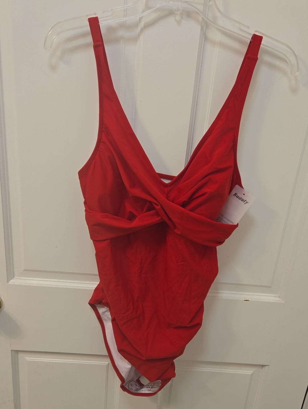 New-Red Twist-Front One-Piece Swimsuit